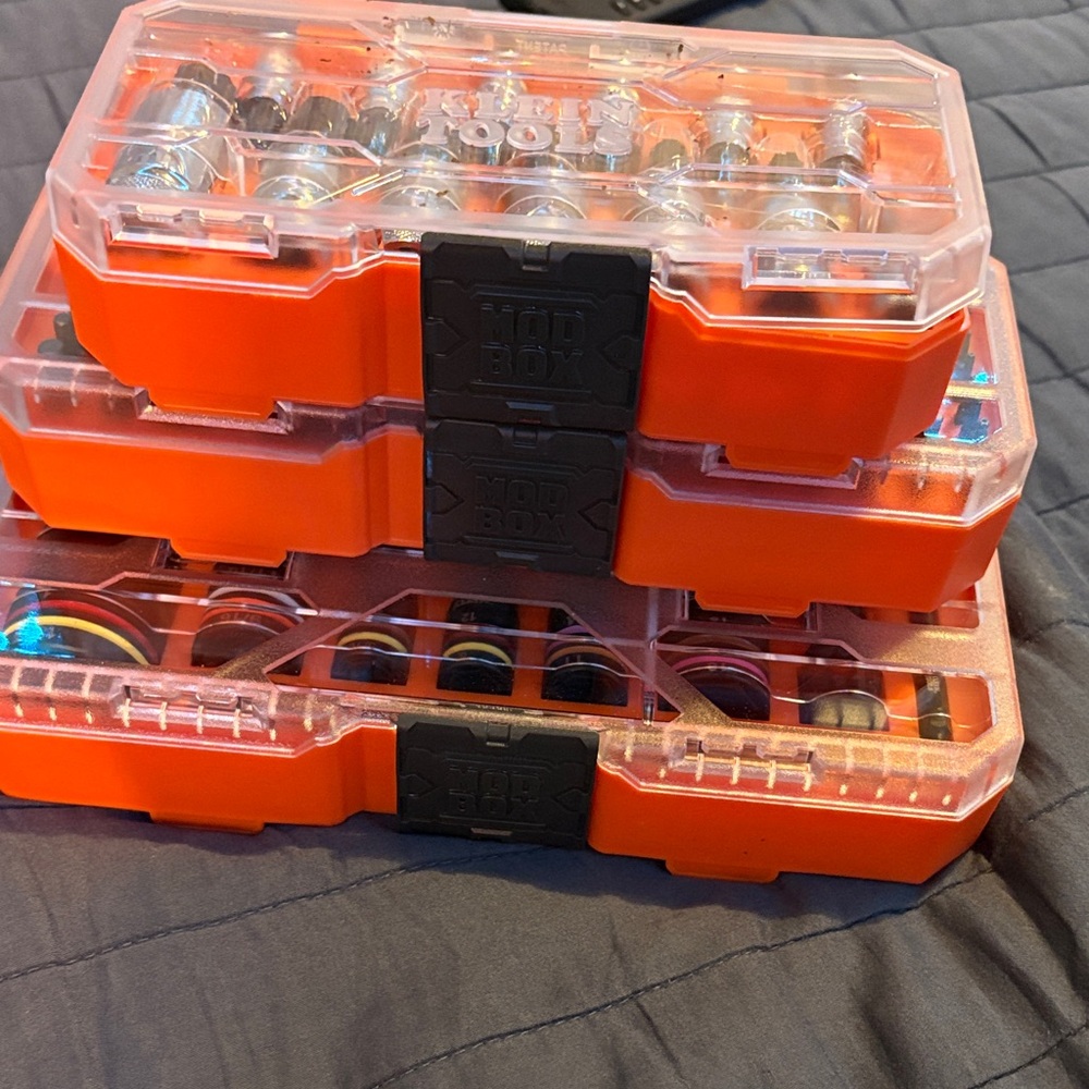 Stackable Orange Tool Box Set with Clear Lids